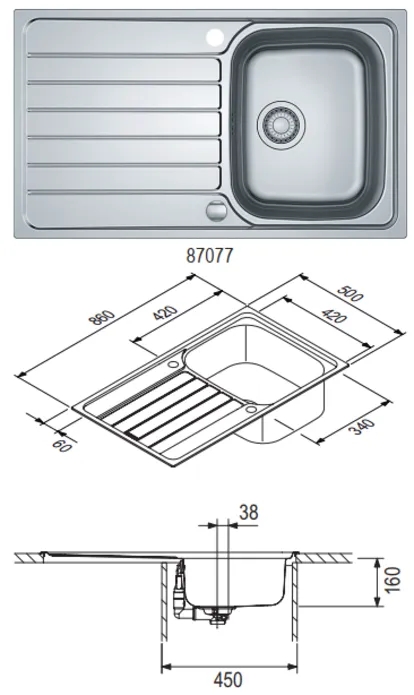 Kuchen herrmann FRANKE: Einbauspüle Spark SKX 611-86, Edelstahl 87077 1